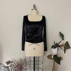 Vince Velour Square Neck Long Sleeve